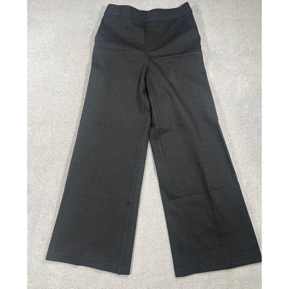 Spanx Womens Wide Leg Ponte Pants Charcoal Gray Pull On High Rise Size Medium
